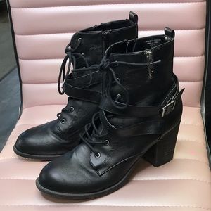 Black lace up booties